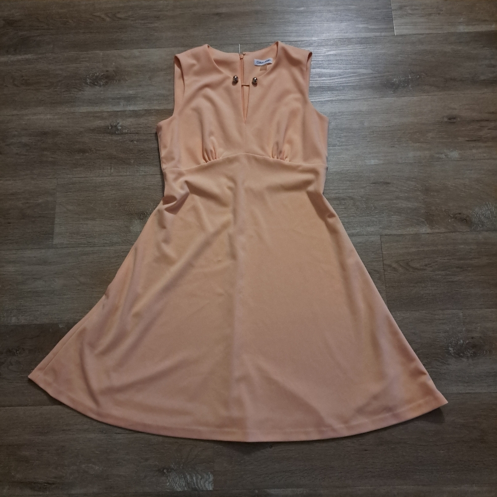 Calvin Klein Peach Sleeveless A-Line Dress Women's Size 10